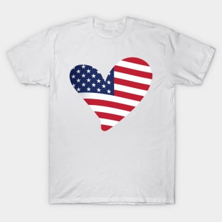 American Flag Heart 4th of July T-Shirt